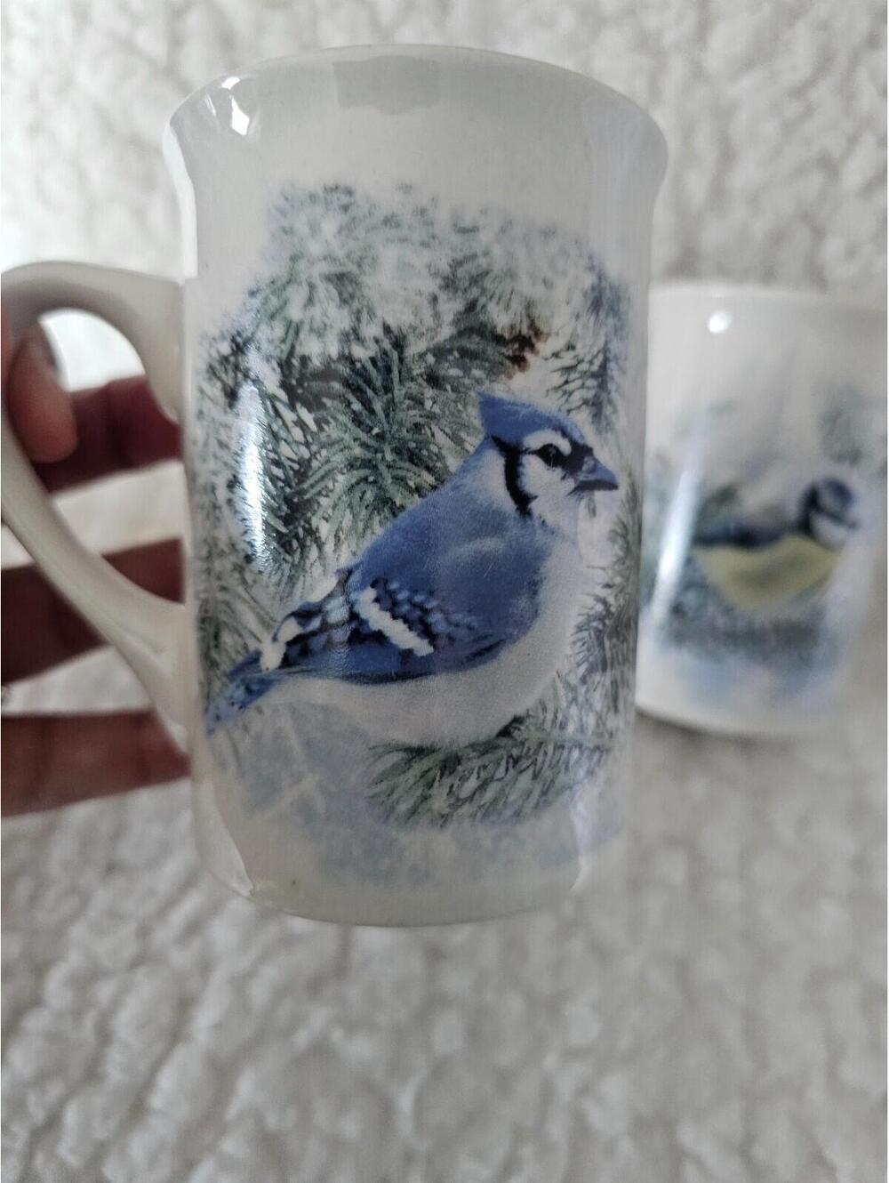 (Set of 2) Vintage Designpac Beautiful Bird Coffee Tea Mug Cup White 4" Ceramic - Picture 2 of 13